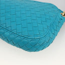 BOTTEGA VENETA INTRECCIATO Shoulder Bag Leather Turquoise Blue Gold Auth BSZ499A-12