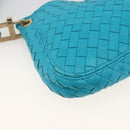 BOTTEGA VENETA INTRECCIATO Shoulder Bag Leather Turquoise Blue Gold Auth BSZ499A-13