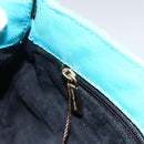BOTTEGA VENETA INTRECCIATO Shoulder Bag Leather Turquoise Blue Gold Auth BSZ499A-19