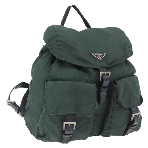 PRADA Backpack Nylon Green Silver Auth BSZ500