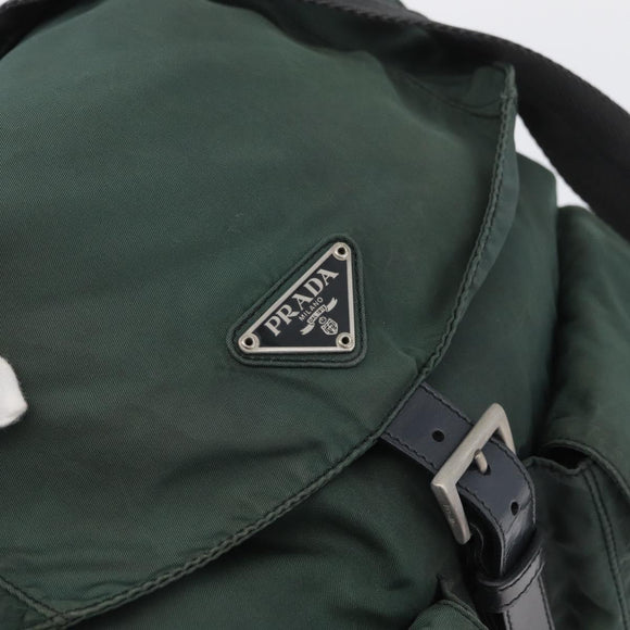 PRADA Backpack Nylon Green Silver Auth BSZ500