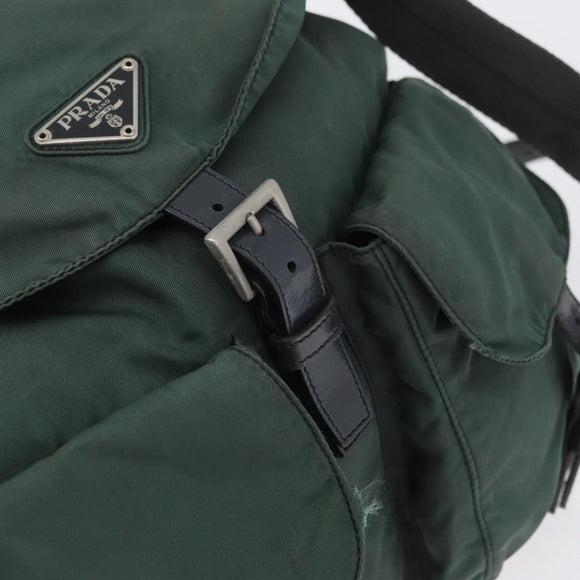 PRADA Backpack Nylon Green Silver Auth BSZ500