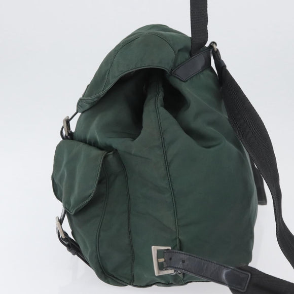 PRADA Backpack Nylon Green Silver Auth BSZ500