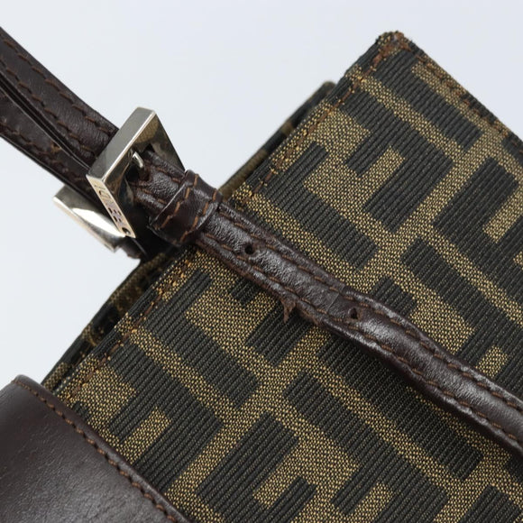 FENDI Zucca Canvas Mamma Baguette Hand Bag Brown Black Auth BSZ501