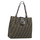 FENDI Zucca Canvas Mamma Baguette Hand Bag Brown Black Auth BSZ501-1