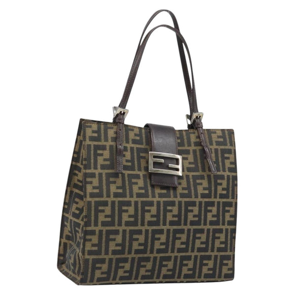 FENDI Zucca Canvas Mamma Baguette Hand Bag Brown Black Auth BSZ501