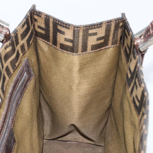 FENDI Zucca Canvas Mamma Baguette Hand Bag Brown Black Auth BSZ501
