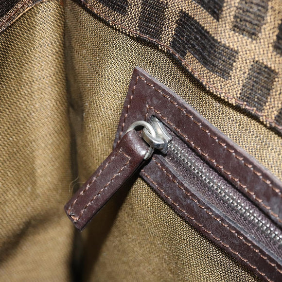 FENDI Zucca Canvas Mamma Baguette Hand Bag Brown Black Auth BSZ501