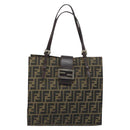 FENDI Zucca Canvas Mamma Baguette Hand Bag Brown Black Auth BSZ501-13