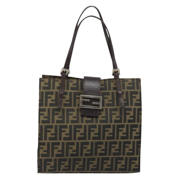 FENDI Zucca Canvas Mamma Baguette Hand Bag Brown Black Auth BSZ501