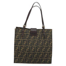 FENDI Zucca Canvas Mamma Baguette Hand Bag Brown Black Auth BSZ501-2