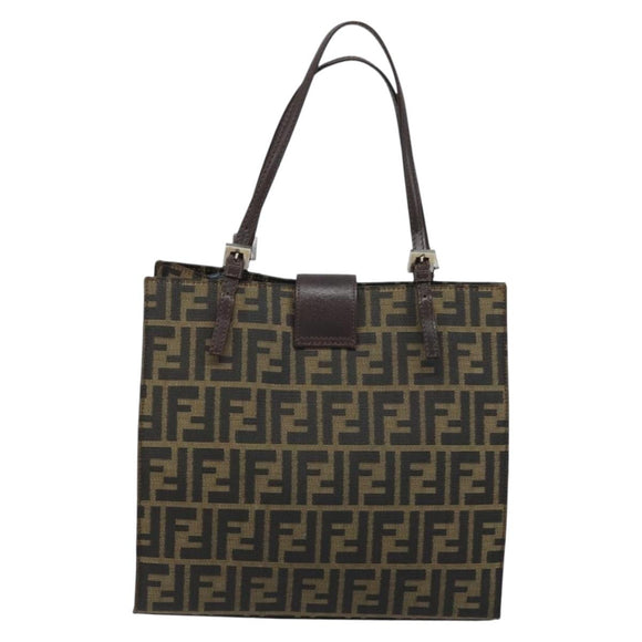 FENDI Zucca Canvas Mamma Baguette Hand Bag Brown Black Auth BSZ501