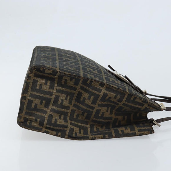 FENDI Zucca Canvas Mamma Baguette Hand Bag Brown Black Auth BSZ501