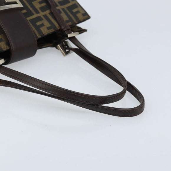 FENDI Zucca Canvas Mamma Baguette Hand Bag Brown Black Auth BSZ501