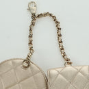 CHANEL Matelasse Air Pods Case & Coin Purse Lamb Skin Gold CC Auth BSZ503SAM-20