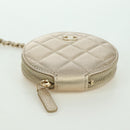 CHANEL Matelasse Air Pods Case & Coin Purse Lamb Skin Gold CC Auth BSZ503SAM-7