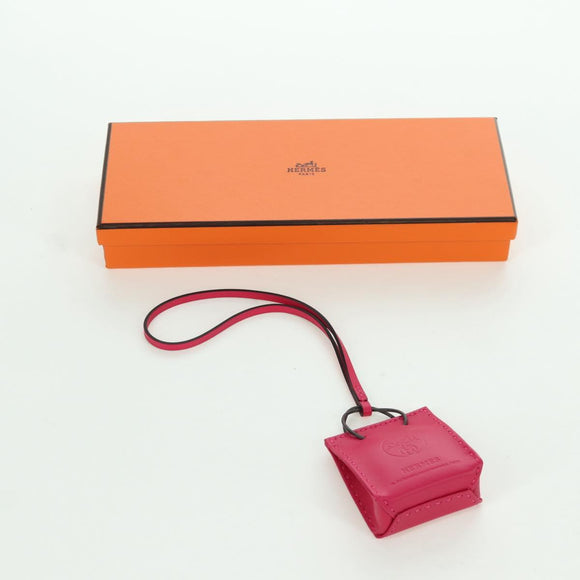 HERMES Sac Orange Charm Leather Pink Auth BSZ504M