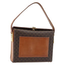 CELINE Macadam Canvas Shoulder Bag PVC Leather Brown Gold Auth BSZ507-1