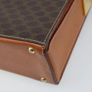CELINE Macadam Canvas Shoulder Bag PVC Leather Brown Gold Auth BSZ507-15