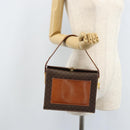 CELINE Macadam Canvas Shoulder Bag PVC Leather Brown Gold Auth BSZ507-24