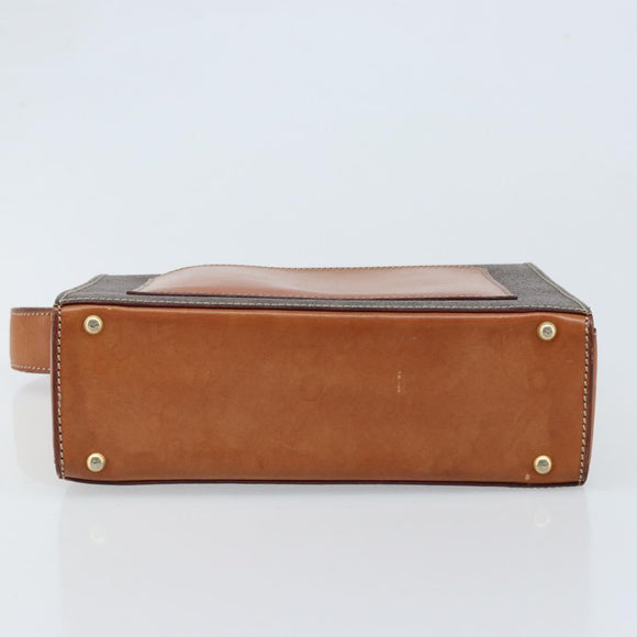 CELINE Macadam Canvas Shoulder Bag PVC Leather Brown Gold Auth BSZ507