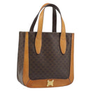 CELINE Macadam Canvas Hand Bag PVC Leather Brown Gold Auth BSZ508-1