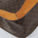 CELINE Macadam Canvas Hand Bag PVC Leather Brown Gold Auth BSZ508-14