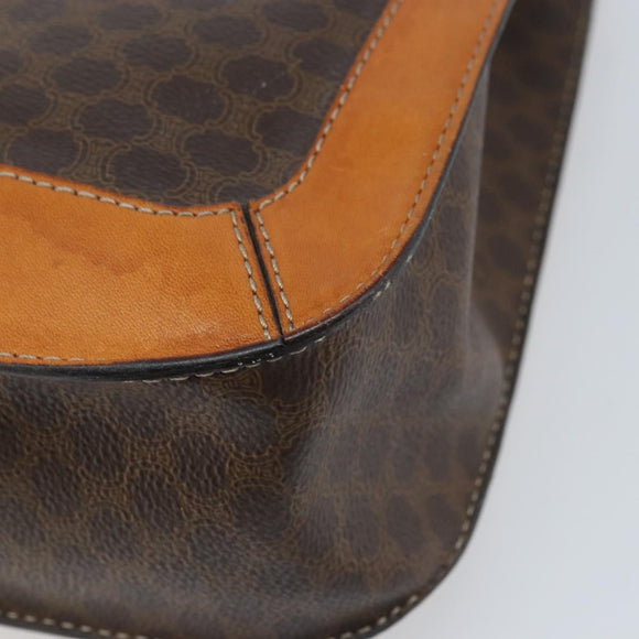 CELINE Macadam Canvas Hand Bag PVC Leather Brown Gold Auth BSZ508