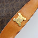 CELINE Macadam Canvas Hand Bag PVC Leather Brown Gold Auth BSZ508-17