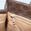 CELINE Macadam Canvas Hand Bag PVC Leather Brown Gold Auth BSZ508-21