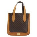 CELINE Macadam Canvas Hand Bag PVC Leather Brown Gold Auth BSZ508-13