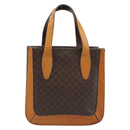 CELINE Macadam Canvas Hand Bag PVC Leather Brown Gold Auth BSZ508-2