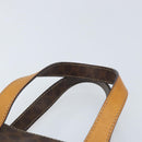 CELINE Macadam Canvas Hand Bag PVC Leather Brown Gold Auth BSZ508-8