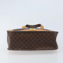 CELINE Macadam Canvas Hand Bag PVC Leather Brown Gold Auth BSZ508-5