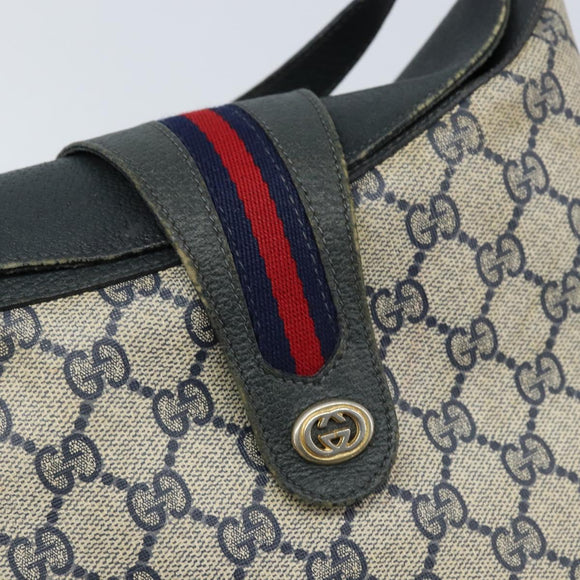 GUCCI GG Supreme Sherry Line Shoulder Bag PVC Navy Gold 904 02 081 Auth BSZ533