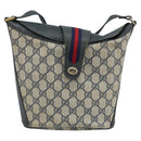 GUCCI GG Supreme Sherry Line Shoulder Bag PVC Navy Gold 904 02 081 Auth BSZ533-2