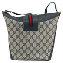 GUCCI GG Supreme Sherry Line Shoulder Bag PVC Navy Gold 904 02 081 Auth BSZ533-3