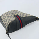 GUCCI GG Supreme Sherry Line Shoulder Bag PVC Navy Gold 904 02 081 Auth BSZ533-6