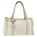 GUCCI Ribbon Hand Bag Leather Ivory Gold 181490 Auth BSZ534A-1