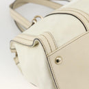 GUCCI Ribbon Hand Bag Leather Ivory Gold 181490 Auth BSZ534A-14