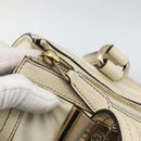 GUCCI Ribbon Hand Bag Leather Ivory Gold 181490 Auth BSZ534A-10