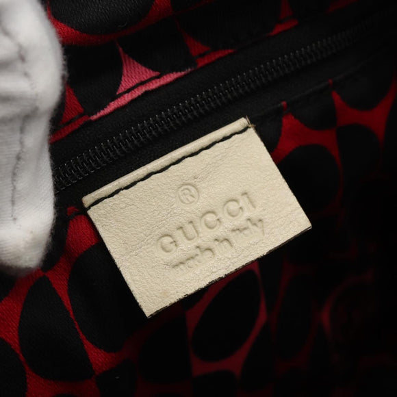 GUCCI Ribbon Hand Bag Leather Ivory Gold 181490 Auth BSZ534A