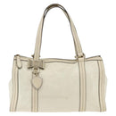GUCCI Ribbon Hand Bag Leather Ivory Gold 181490 Auth BSZ534A-13