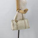 GUCCI Ribbon Hand Bag Leather Ivory Gold 181490 Auth BSZ534A-23