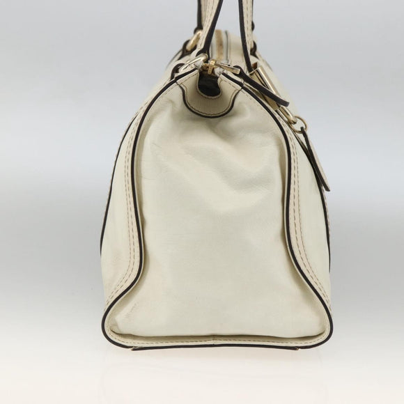 GUCCI Ribbon Hand Bag Leather Ivory Gold 181490 Auth BSZ534A