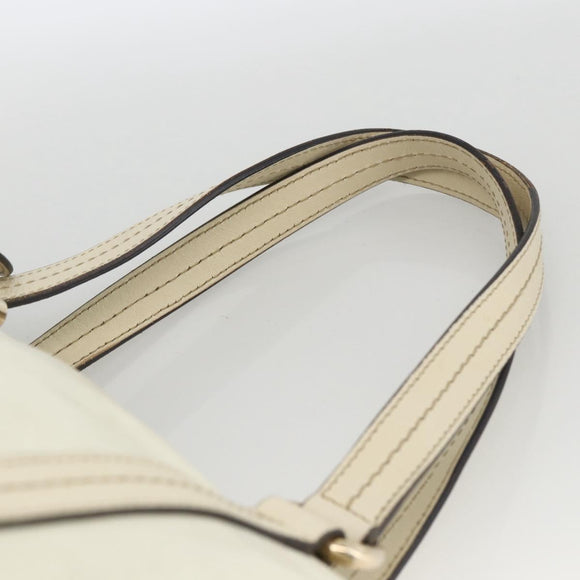 GUCCI Ribbon Hand Bag Leather Ivory Gold 181490 Auth BSZ534A