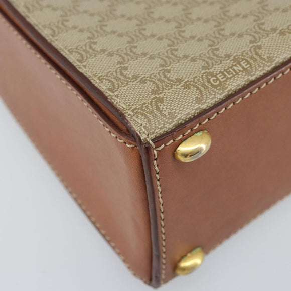 CELINE Macadam Canvas Handtasche PVC 2-Wege Beige Gold Auth BSZ537A