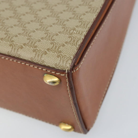 CELINE Macadam Canvas Handtasche PVC 2-Wege Beige Gold Auth BSZ537A