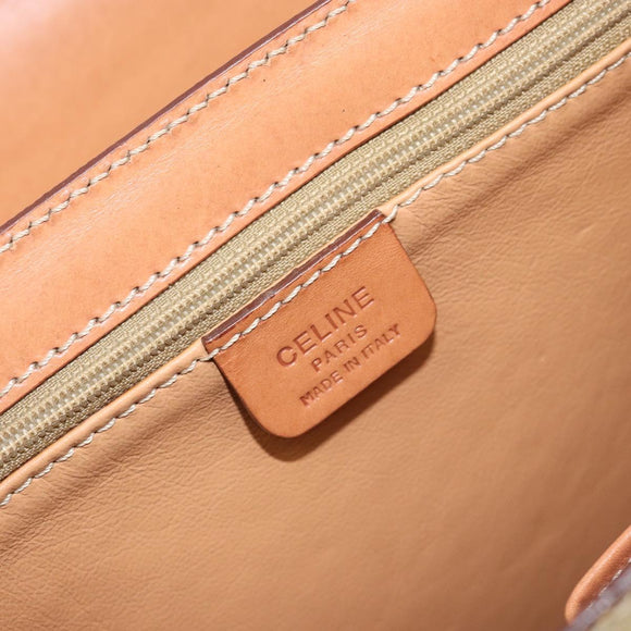 CELINE Macadam Canvas Handtasche PVC 2-Wege Beige Gold Auth BSZ537A