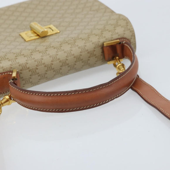 CELINE Macadam Canvas Handtasche PVC 2-Wege Beige Gold Auth BSZ537A